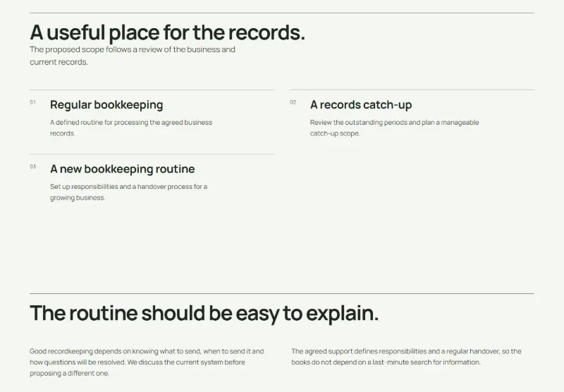 Balance Bookkeeping page detail
