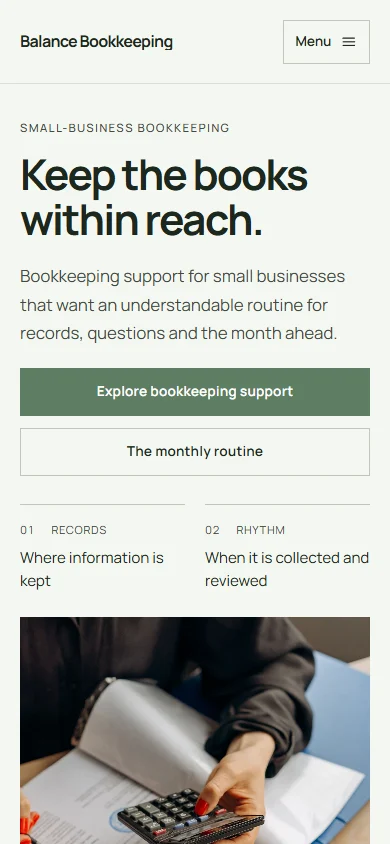 Balance Bookkeeping phone layout
