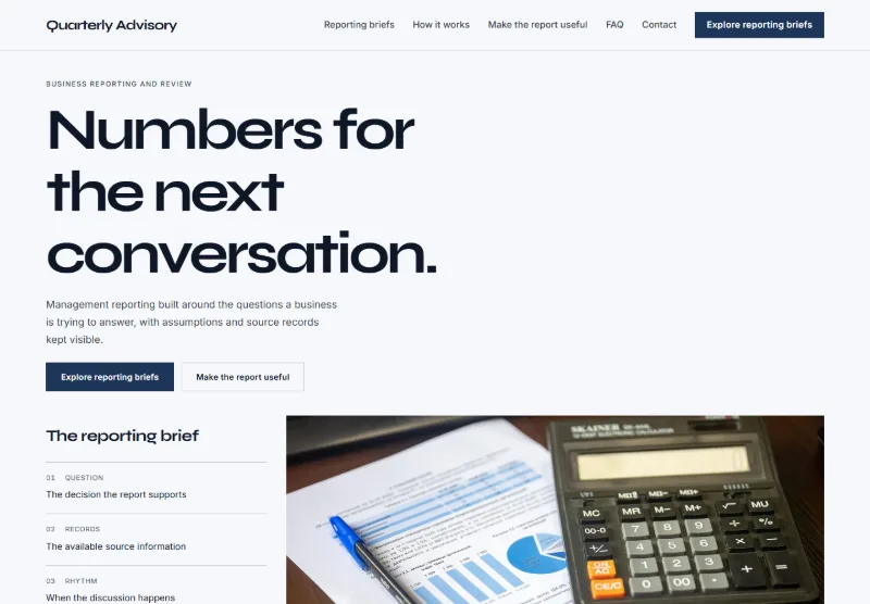 Quarterly Advisory website concept