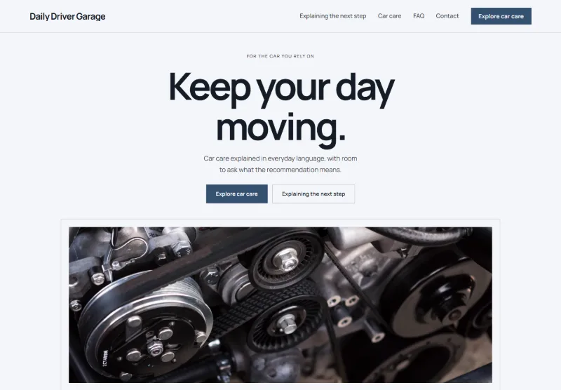 Daily Driver Garage website concept