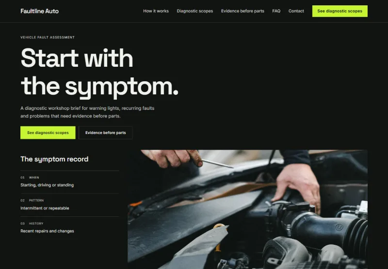 Faultline Auto website concept