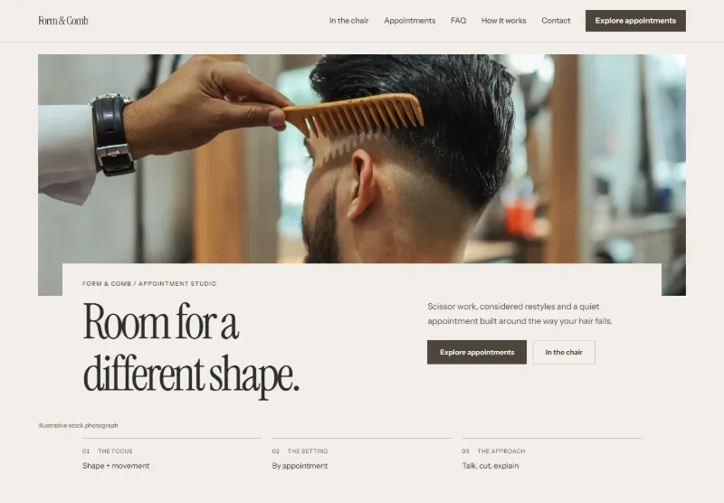 Form & Comb website concept
