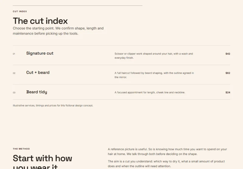 Signal Barber page detail