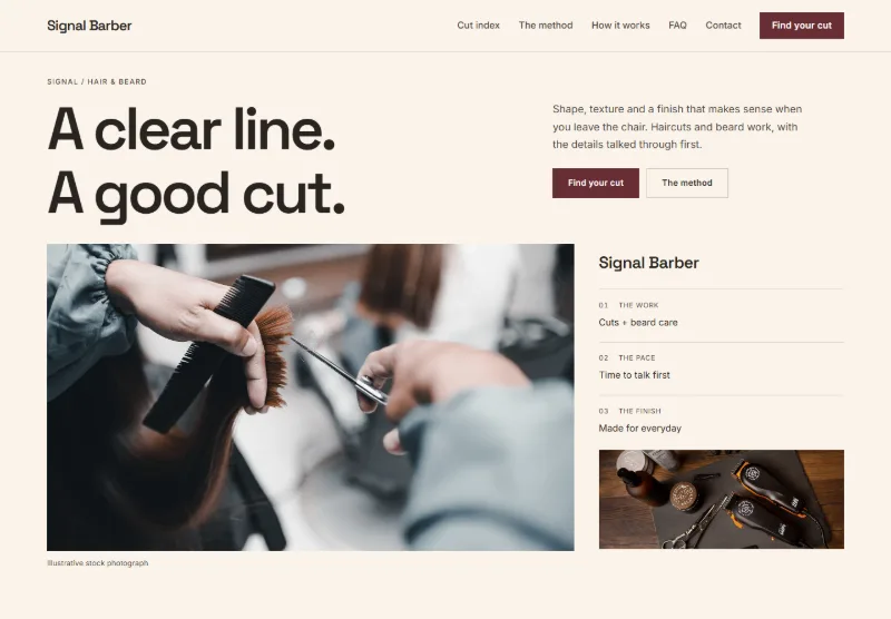 Signal Barber website concept