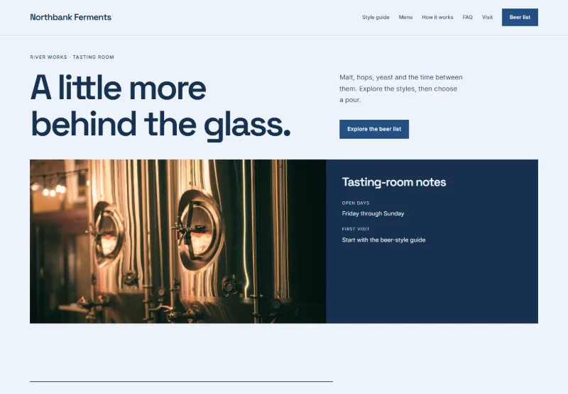 Northbank Ferments website concept