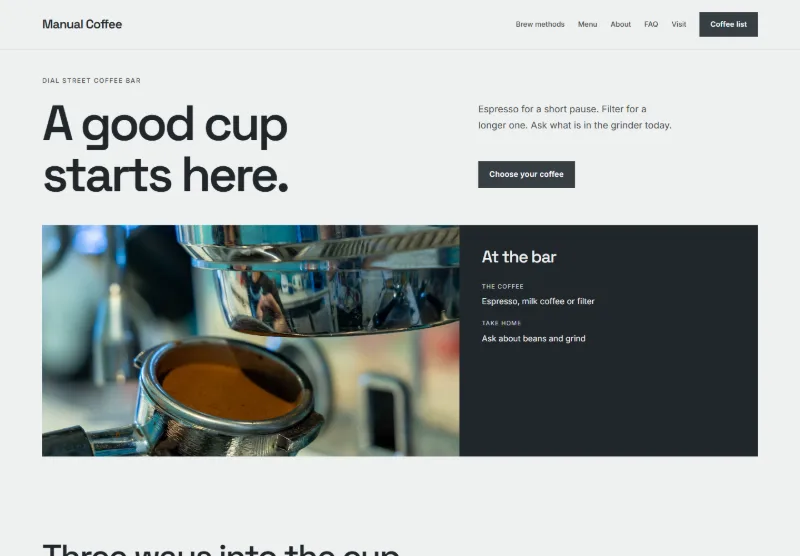 Manual Coffee website concept