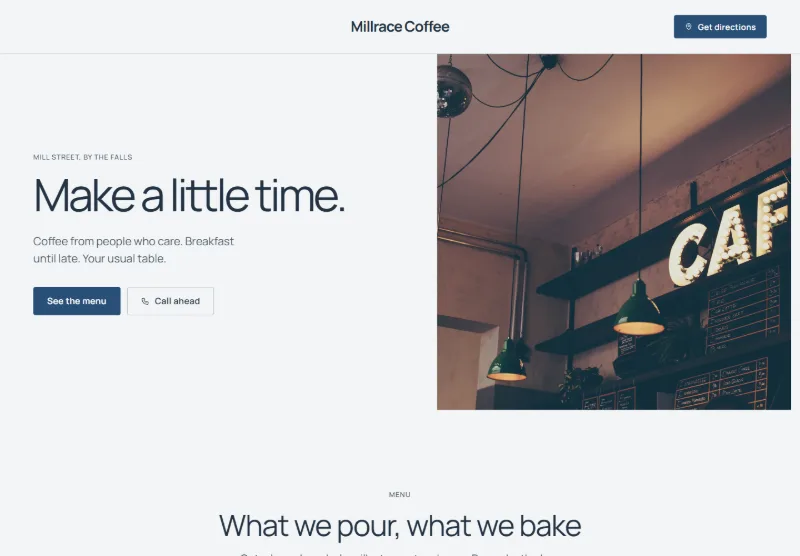 Millrace Coffee website concept