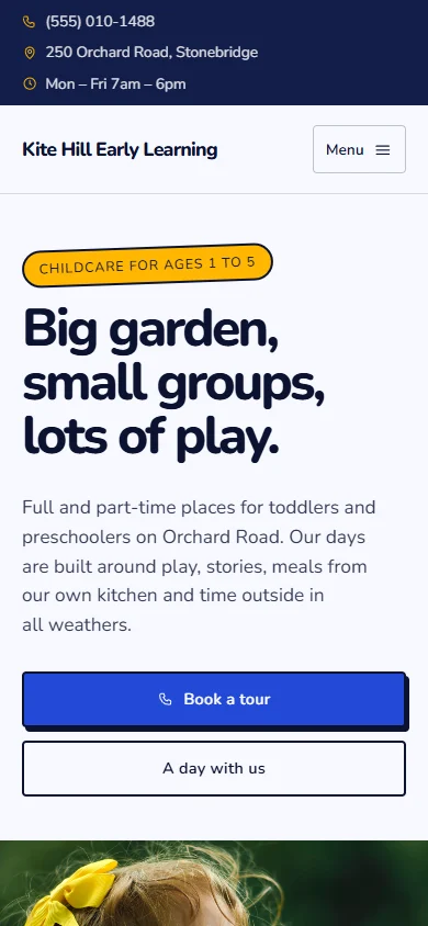 Kite Hill Early Learning phone layout
