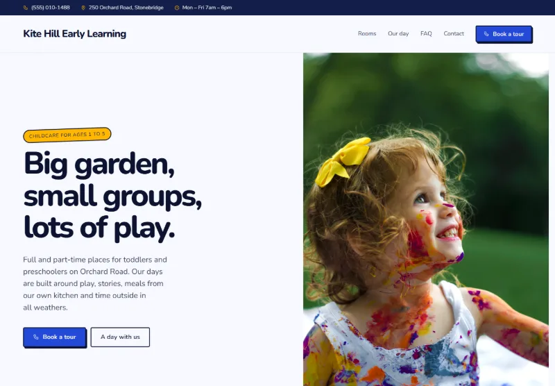 Kite Hill Early Learning website concept