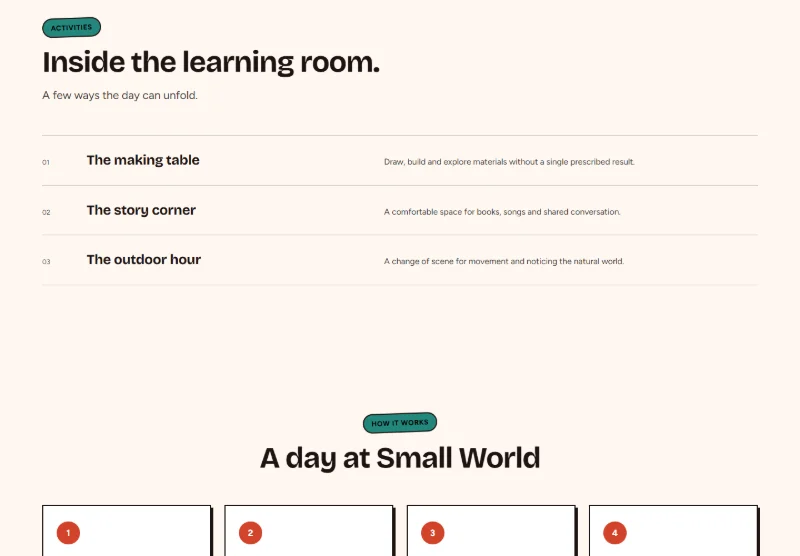Small World Learning Room page detail