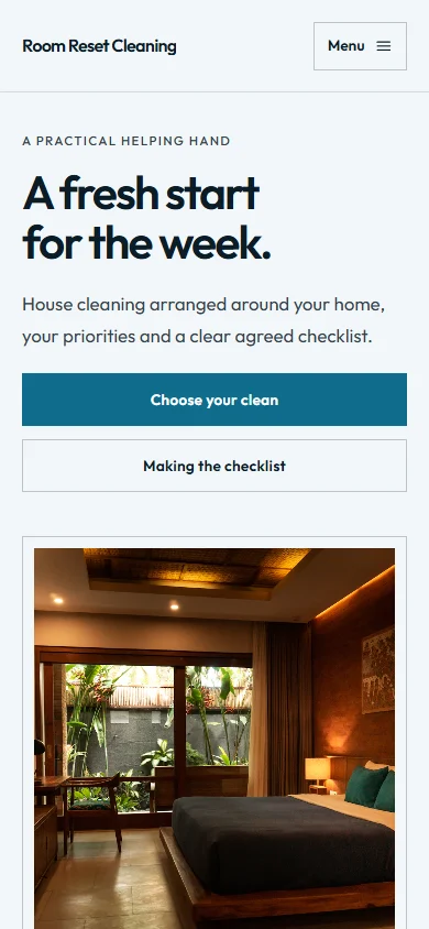 Room Reset Cleaning phone layout