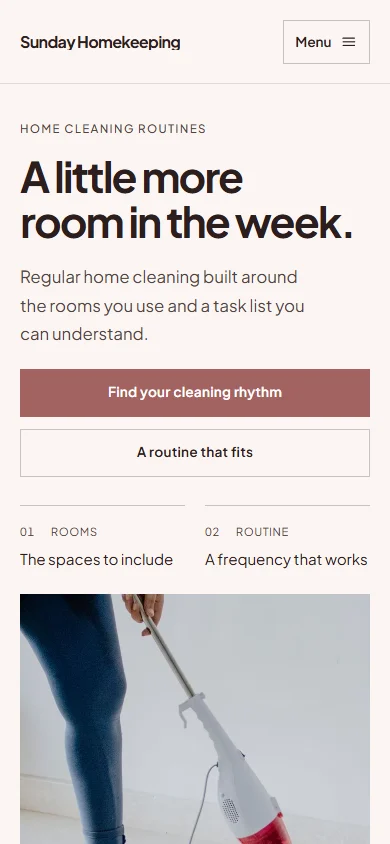 Sunday Homekeeping phone layout