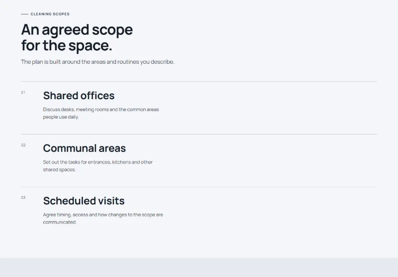 Clear Desk Workplace Cleaning page detail