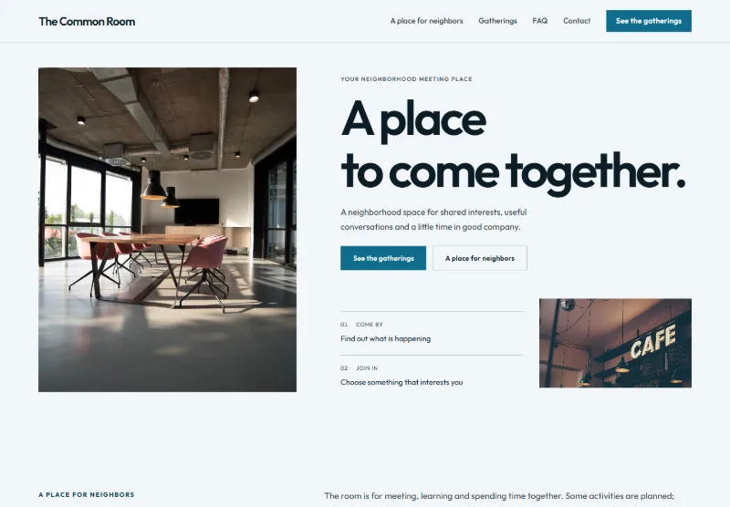 The Common Room website concept