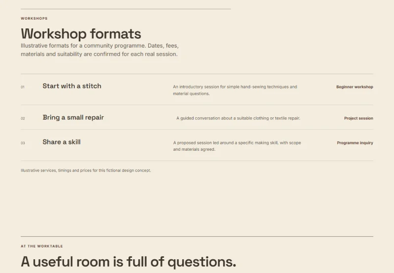 The Mend Room page detail