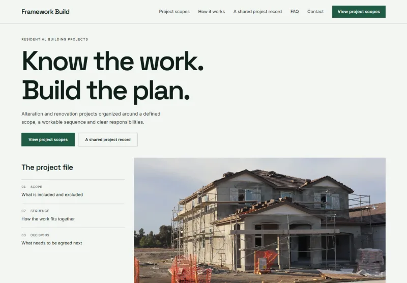 Framework Build website concept