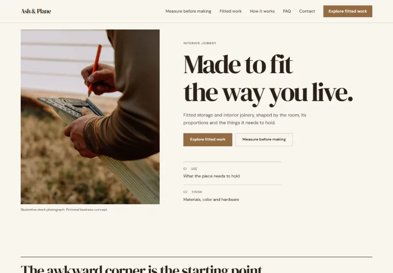 Ash & Plane website concept