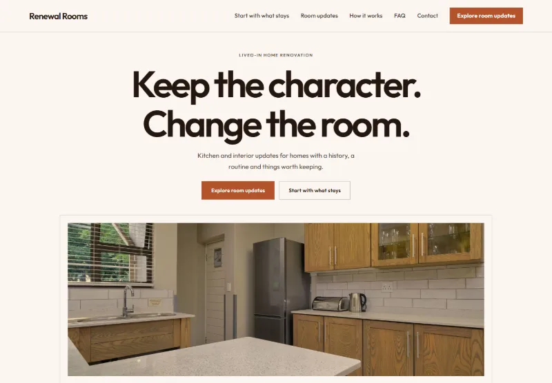 Renewal Rooms website concept