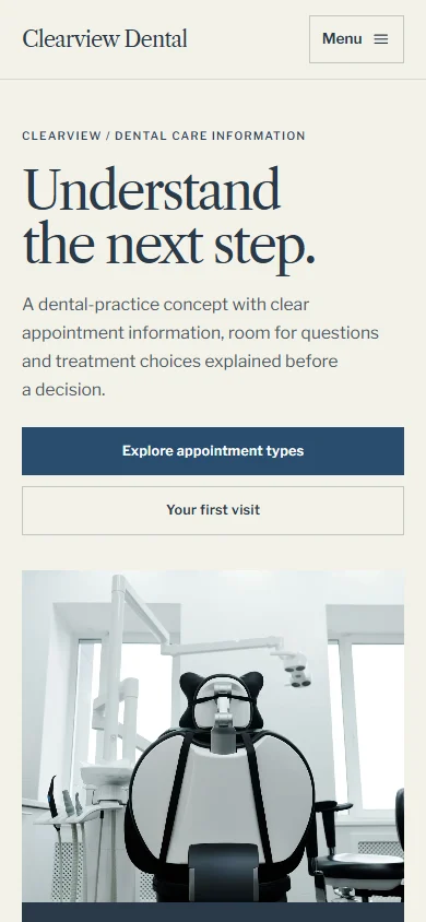Clearview Dental phone layout