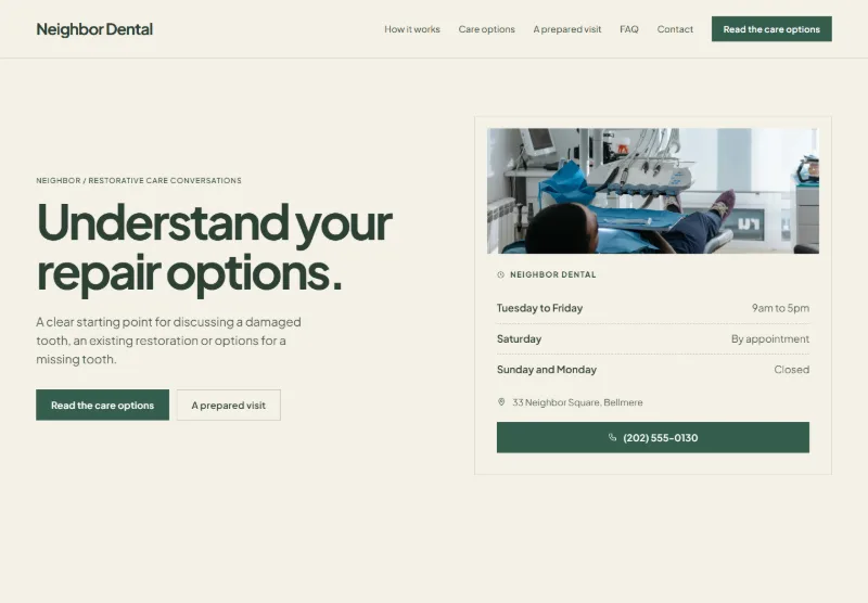 Neighbor Dental website concept