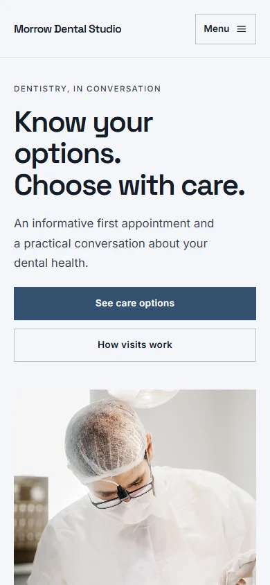 Morrow Dental Studio phone layout