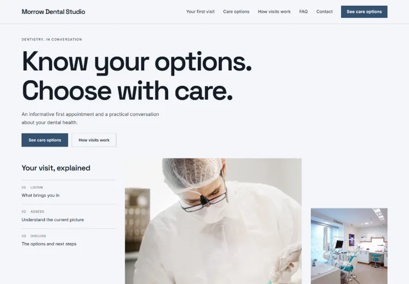 Morrow Dental Studio website concept