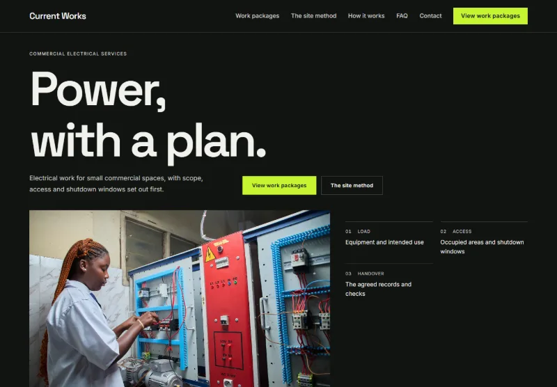 Current Works website concept