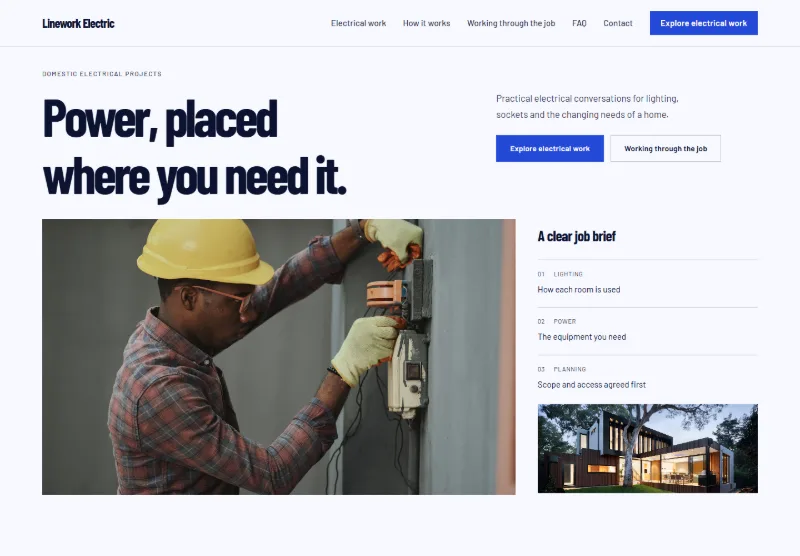 Linework Electric website concept