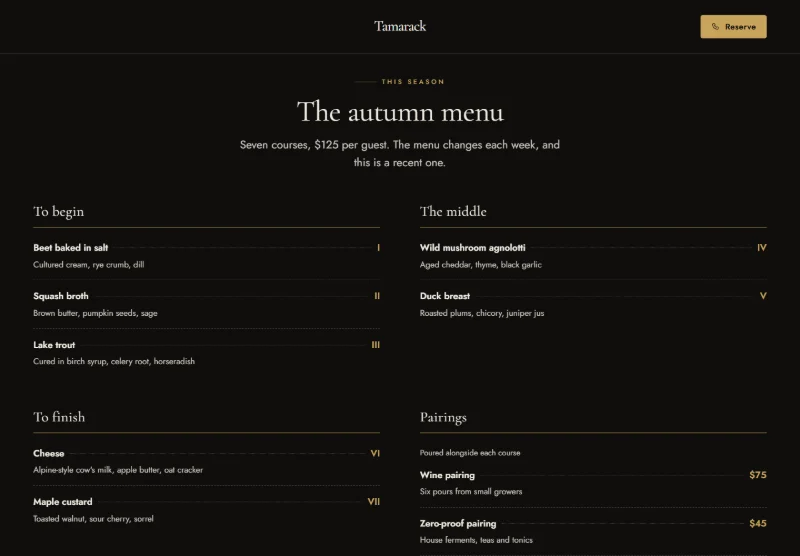 Tamarack page detail
