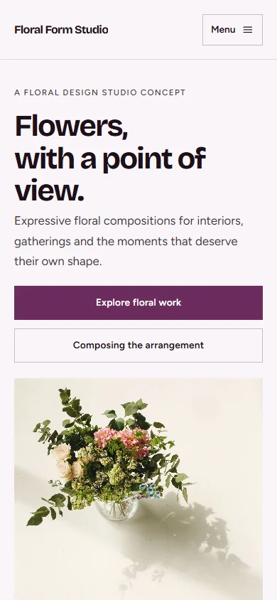 Floral Form Studio phone layout