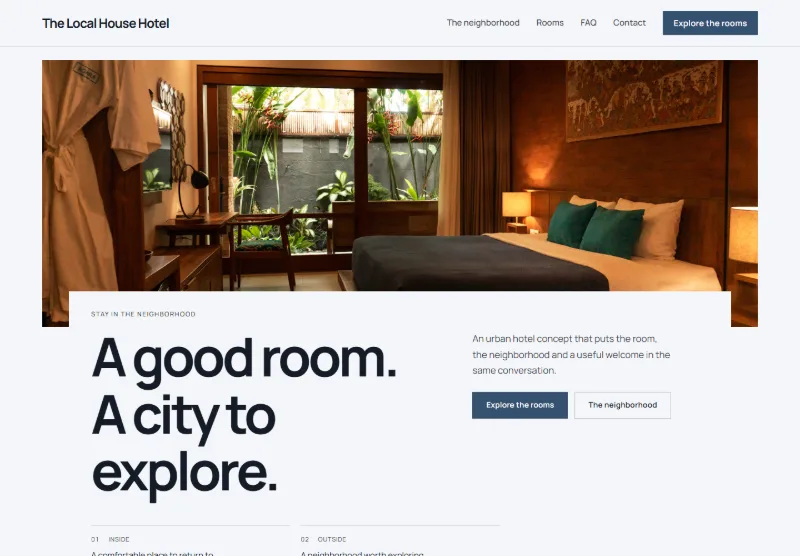 The Local House Hotel website concept