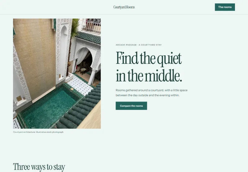 Courtyard Rooms website concept