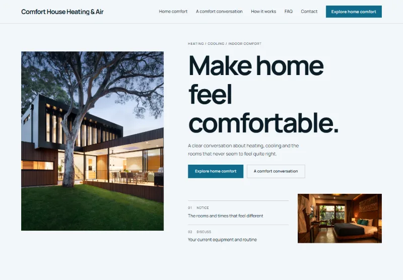 Comfort House Heating & Air website concept