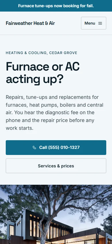 Fairweather Heat & Air phone layout