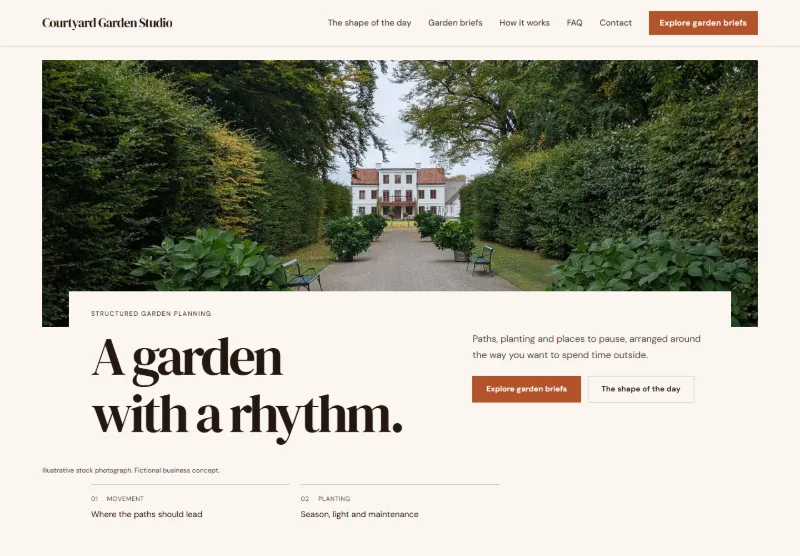Courtyard Garden Studio website concept