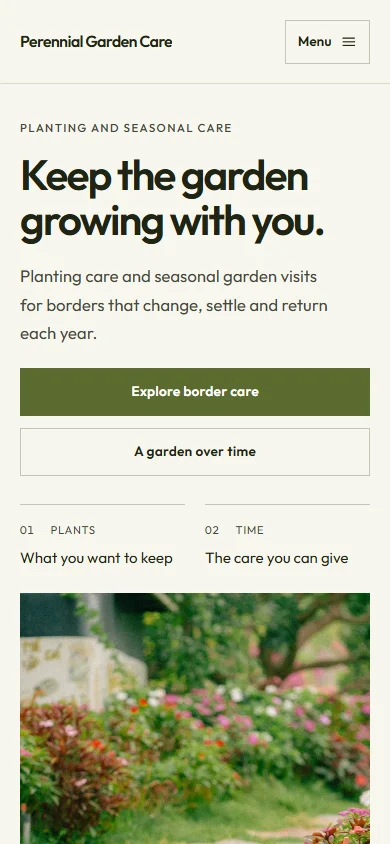 Perennial Garden Care phone layout