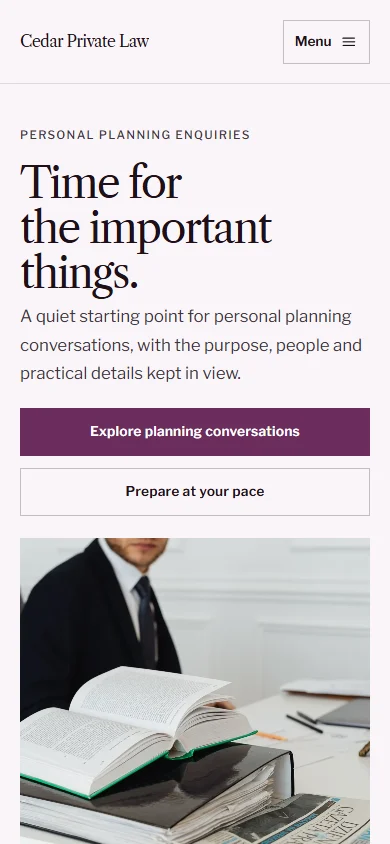 Cedar Private Law phone layout
