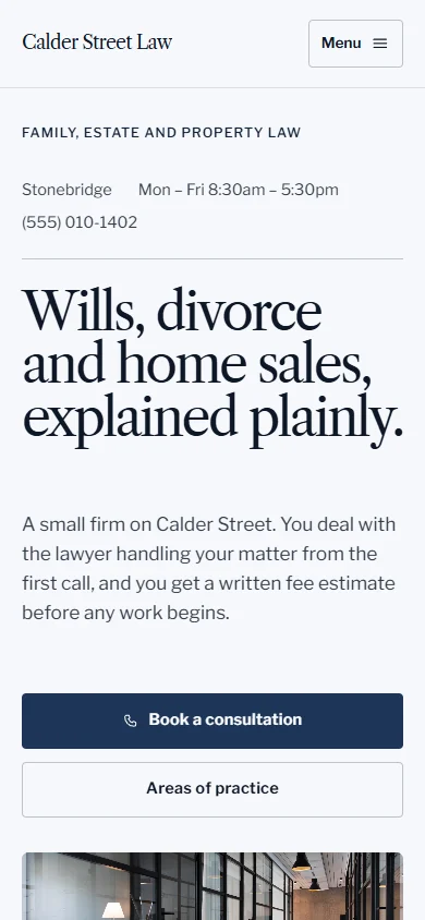 Calder Street Law phone layout