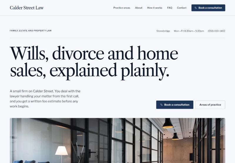 Calder Street Law website concept