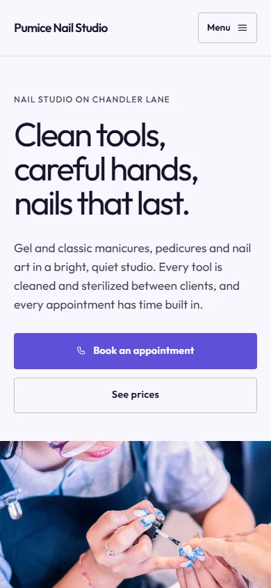 Pumice Nail Studio phone layout