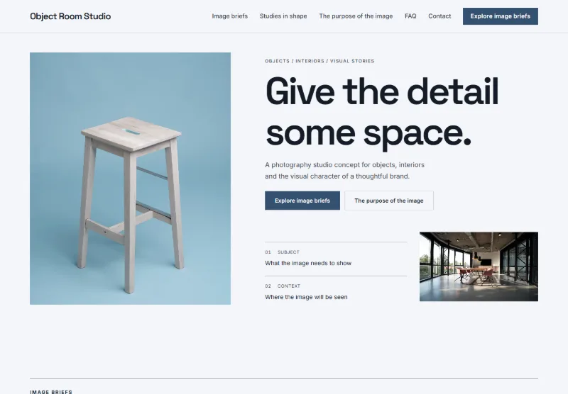 Object Room Studio website concept