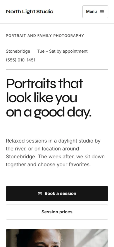 North Light Studio phone layout