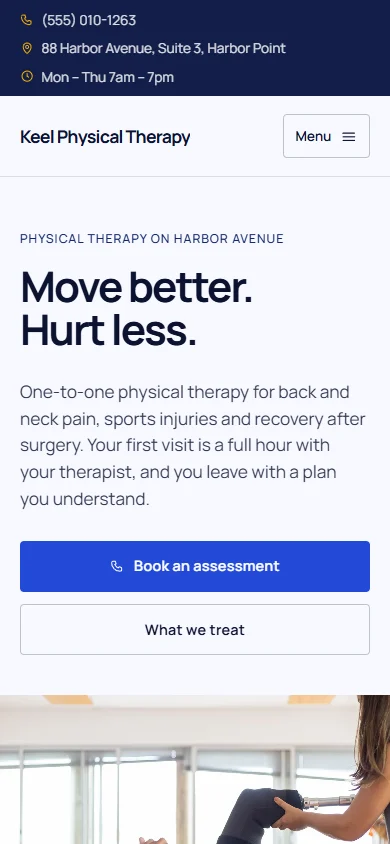 Keel Physical Therapy phone layout