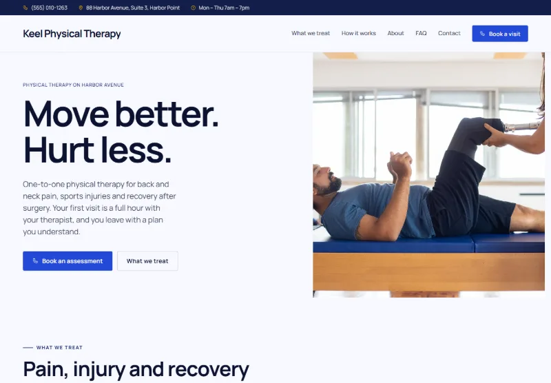 Keel Physical Therapy website concept
