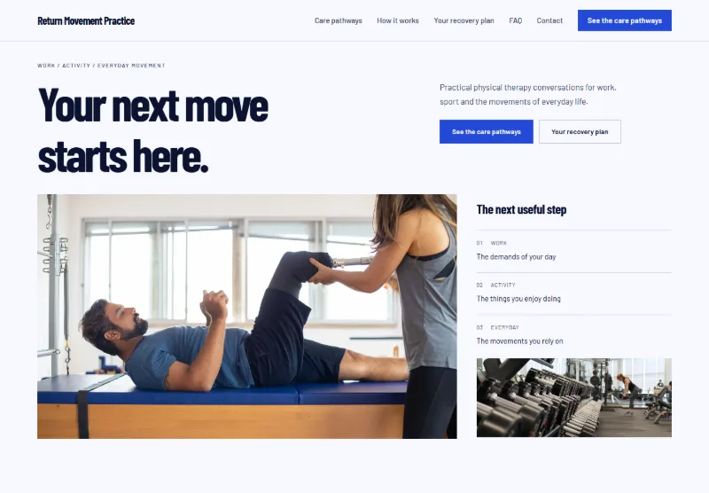 Return Movement Practice website concept