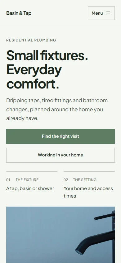 Basin & Tap phone layout