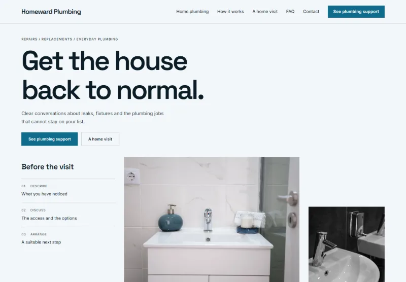 Homeward Plumbing website concept