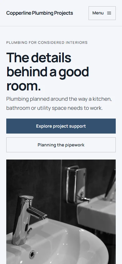 Copperline Plumbing Projects phone layout