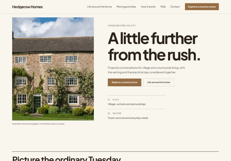 Hedgerow Homes website concept