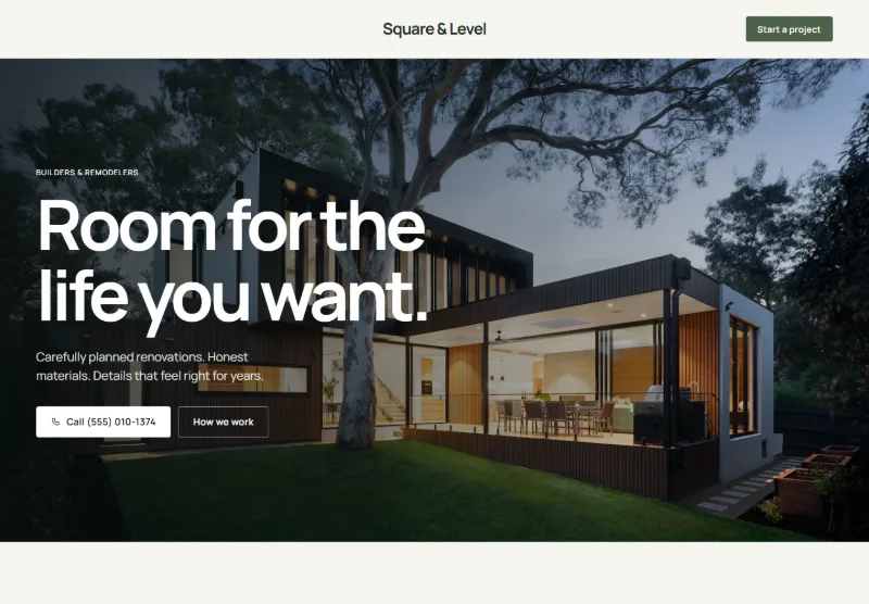 Square & Level website concept